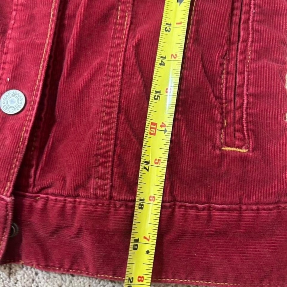 Vintage Y2K '04 GAP Red Corduroy Denim Jacket Cropped Snap Buttons Womens XS - Picture 6 of 8